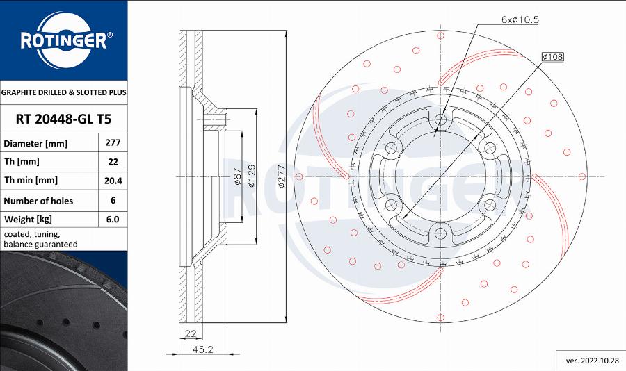 Rotinger RT 20448-GL T5 - Disque de frein cwaw.fr