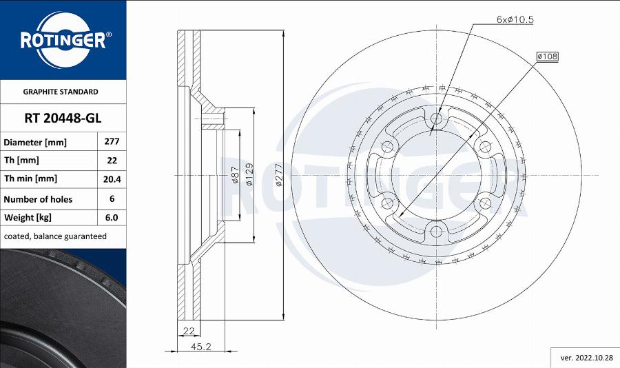 Rotinger RT 20448-GL - Disque de frein cwaw.fr