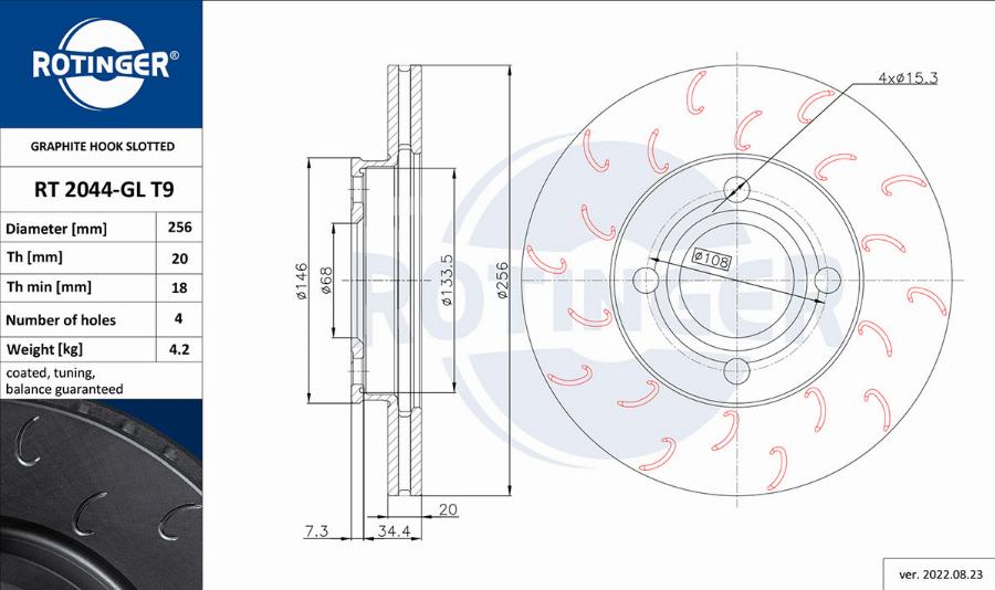 Rotinger RT 2044-GL T9 - Disque de frein cwaw.fr