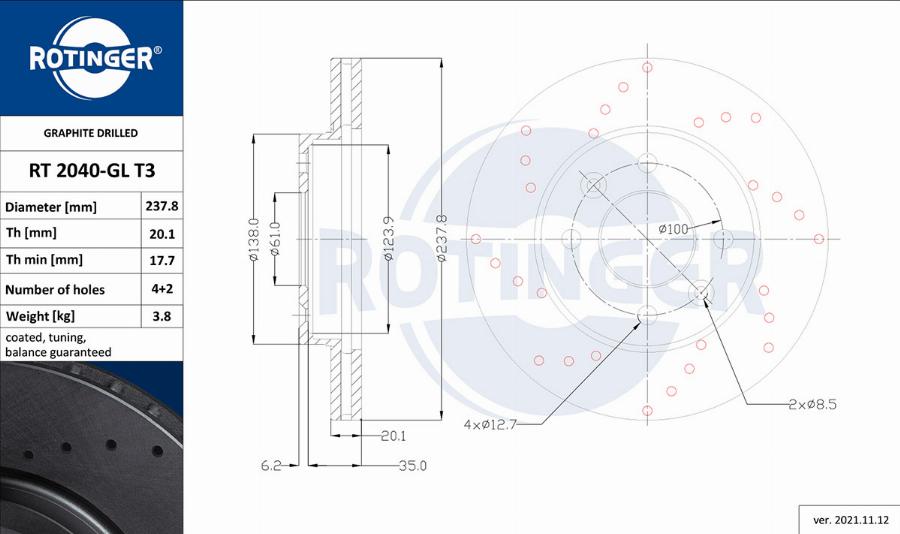 Rotinger RT 2040-GL T3 - Disque de frein cwaw.fr