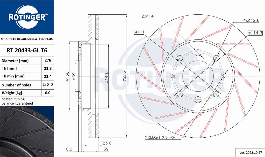 Rotinger RT 20433-GL T6 - Disque de frein cwaw.fr