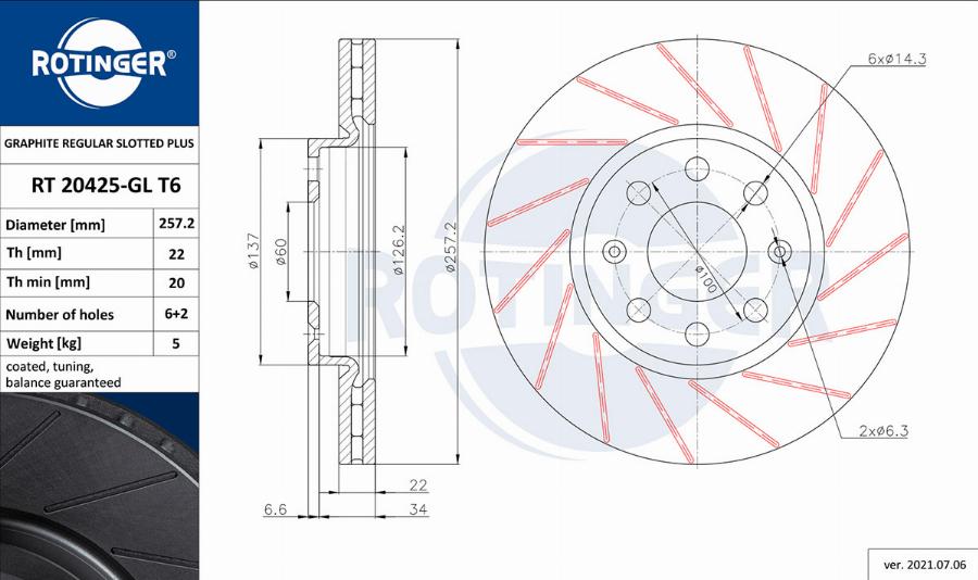 Rotinger RT 20425-GL T6 - Disque de frein cwaw.fr