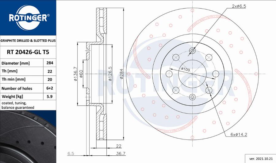 Rotinger RT 20426-GL T5 - Disque de frein cwaw.fr