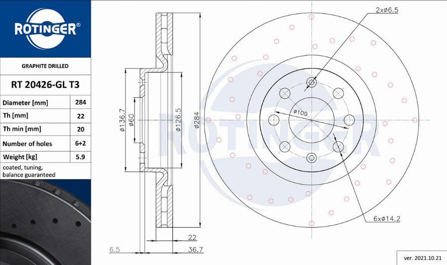 Rotinger RT 20426-GL T3 - Disque de frein cwaw.fr