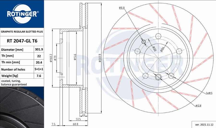 Rotinger RT 2047-GL T6 - Disque de frein cwaw.fr