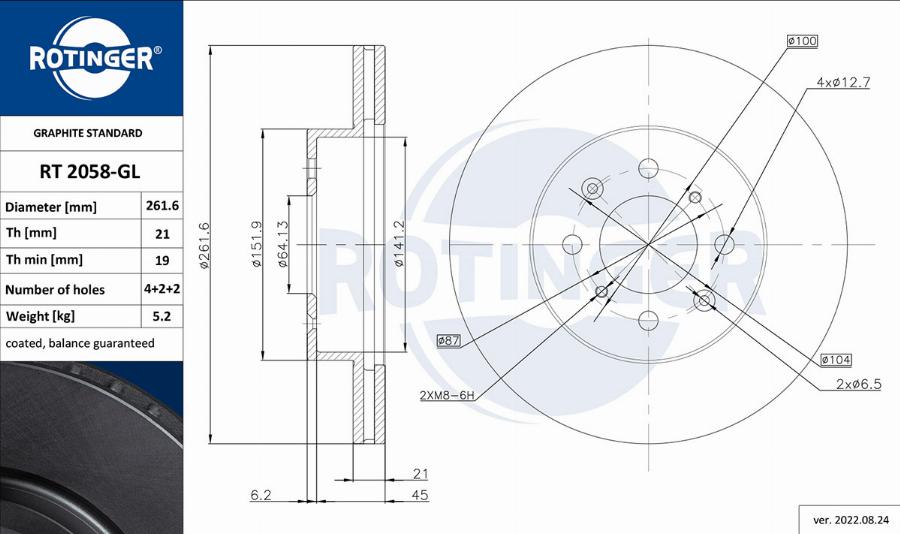 Rotinger RT 2058-GL - Disque de frein cwaw.fr