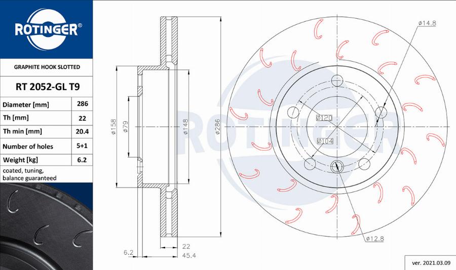 Rotinger RT 2052-GL T9 - Disque de frein cwaw.fr