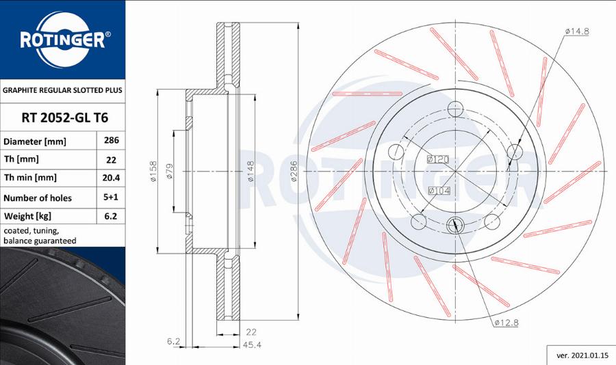 Rotinger RT 2052-GL T6 - Disque de frein cwaw.fr