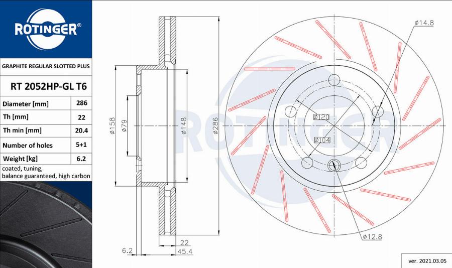 Rotinger RT 2052HP-GL T6 - Disque de frein cwaw.fr