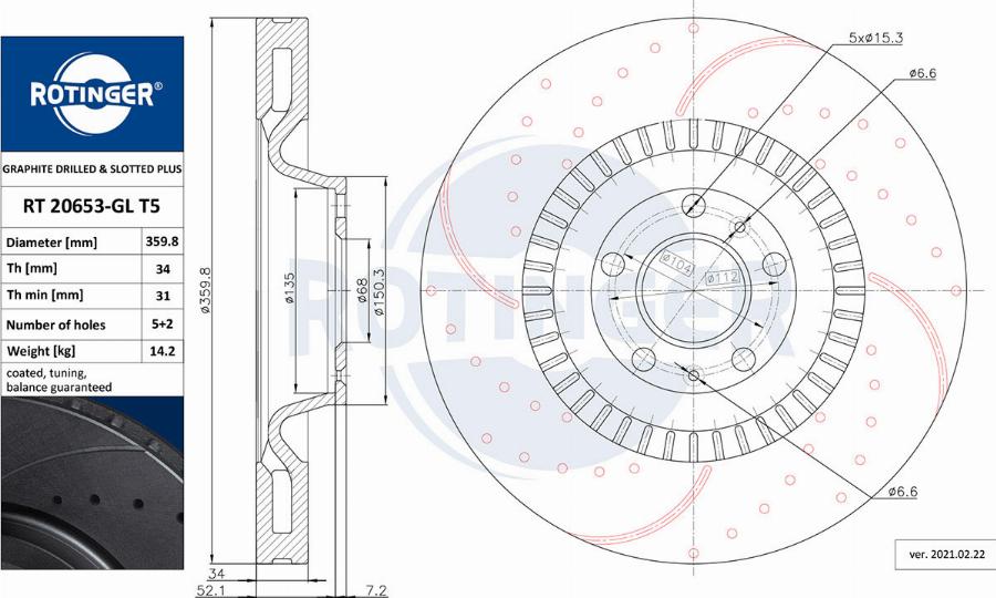 Rotinger RT 20653-GL T5 - Disque de frein cwaw.fr