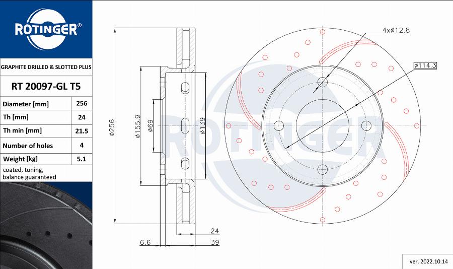 Rotinger RT 20097-GL T5 - Disque de frein cwaw.fr