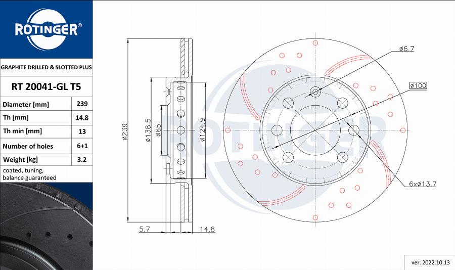 Rotinger RT 20041-GL T5 - Disque de frein cwaw.fr