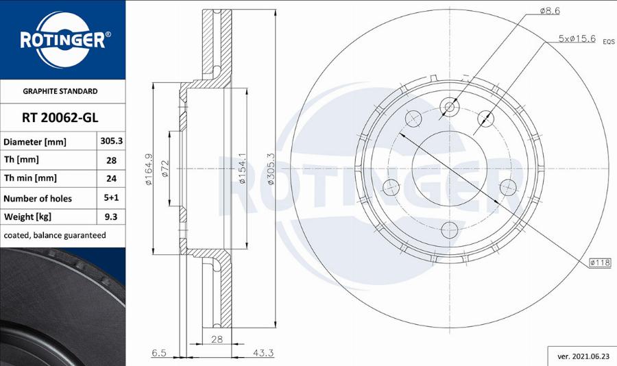 Rotinger RT 20062-GL - Disque de frein cwaw.fr