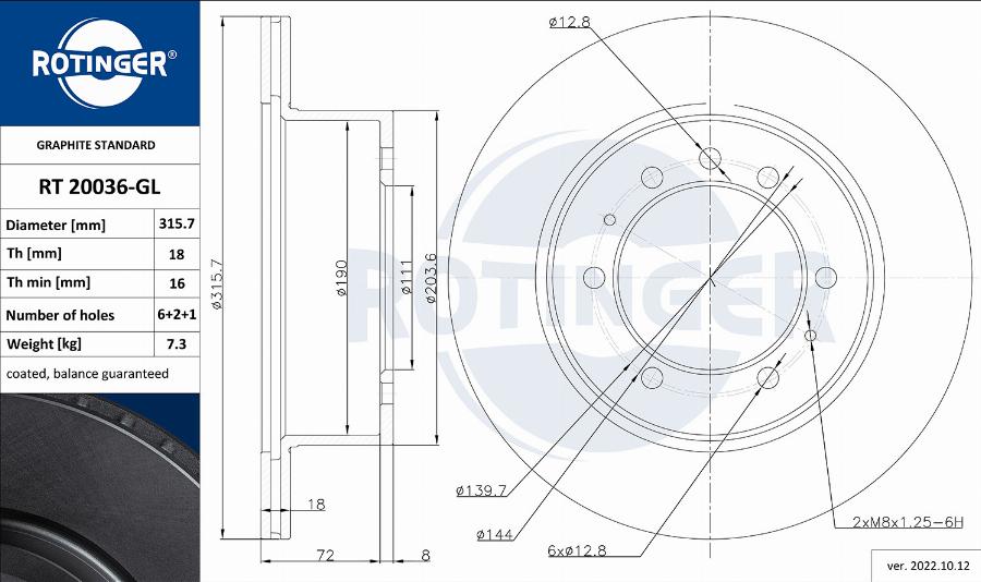 Rotinger RT 20036-GL - Disque de frein cwaw.fr