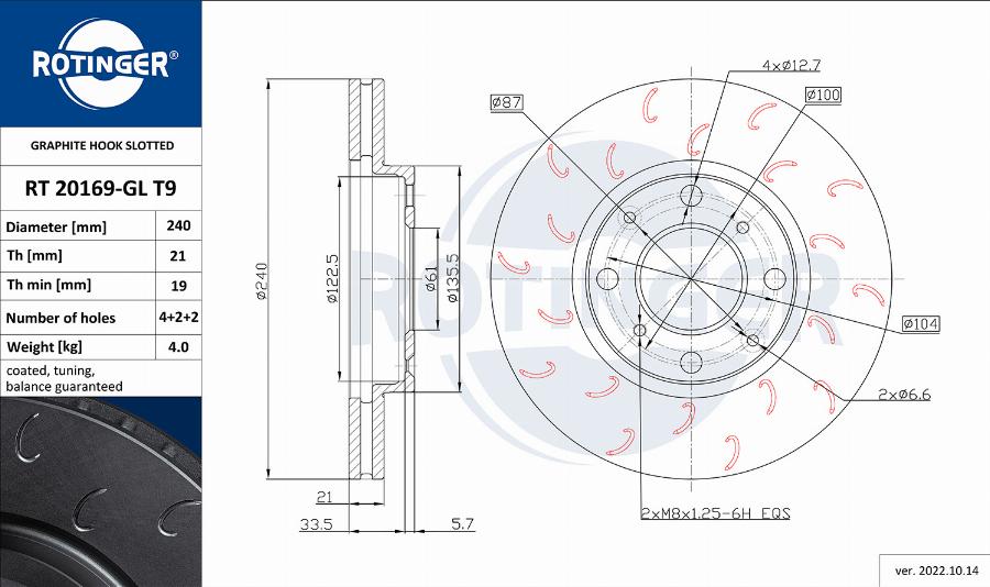 Rotinger RT 20169-GL T9 - Disque de frein cwaw.fr