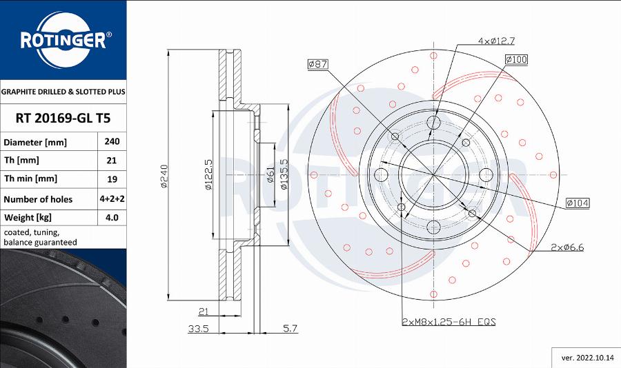 Rotinger RT 20169-GL T5 - Disque de frein cwaw.fr