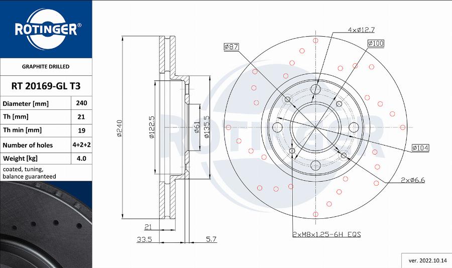 Rotinger RT 20169-GL T3 - Disque de frein cwaw.fr