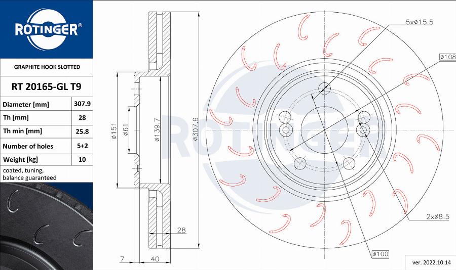 Rotinger RT 20165-GL T9 - Disque de frein cwaw.fr