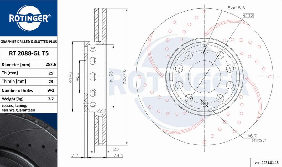 Rotinger RT 2088-GL T5 - Disque de frein cwaw.fr