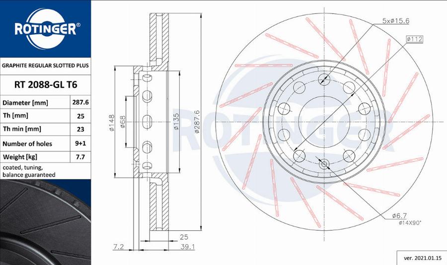 Rotinger RT 2088-GL T6 - Disque de frein cwaw.fr