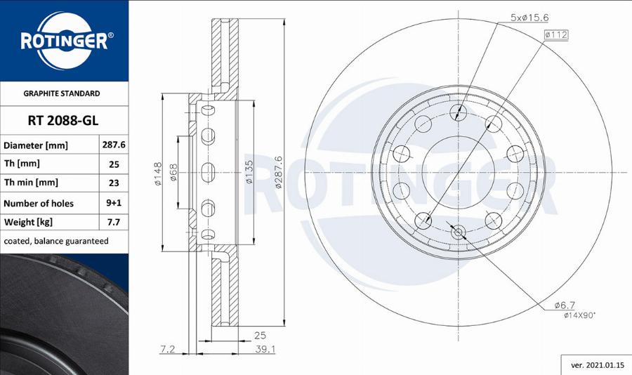 Rotinger RT 2088-GL - Disque de frein cwaw.fr