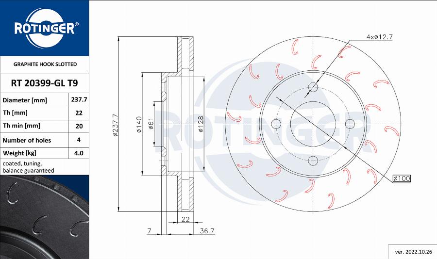 Rotinger RT 20399-GL T9 - Disque de frein cwaw.fr