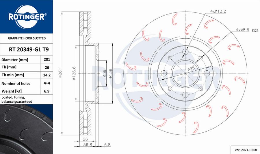 Rotinger RT 20349-GL T9 - Disque de frein cwaw.fr