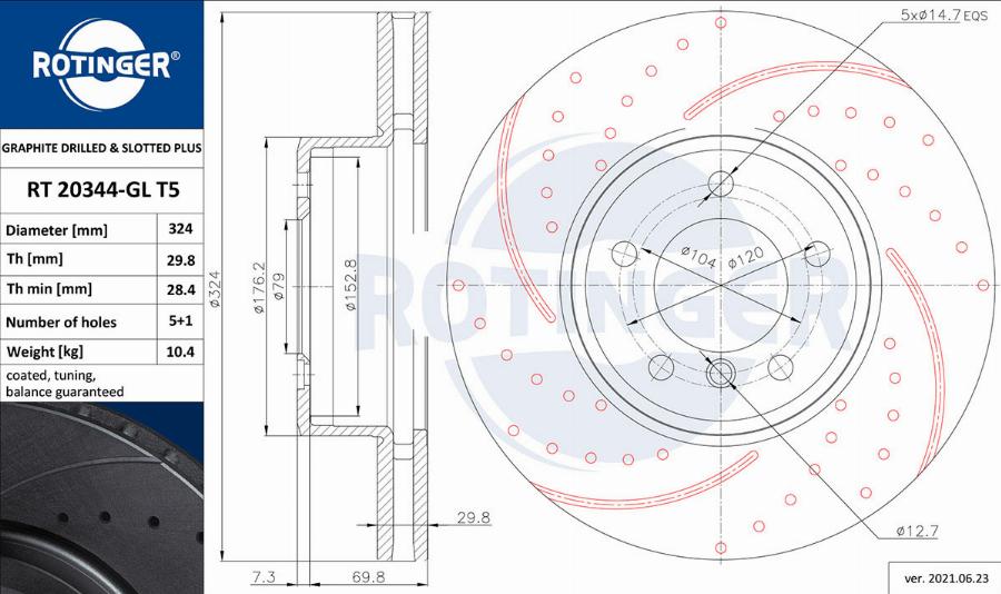 Rotinger RT 20344-GL T5 - Disque de frein cwaw.fr