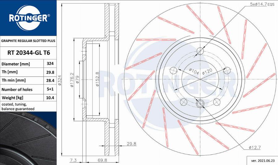 Rotinger RT 20344-GL T6 - Disque de frein cwaw.fr