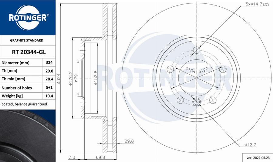 Rotinger RT 20344-GL - Disque de frein cwaw.fr