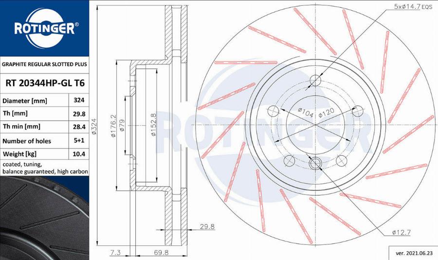 Rotinger RT 20344HP-GL T6 - Disque de frein cwaw.fr