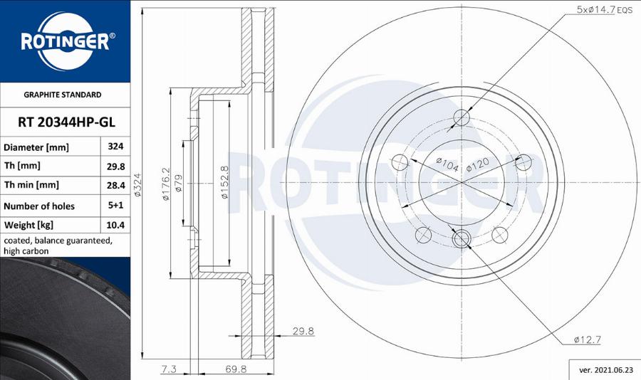 Rotinger RT 20344HP-GL - Disque de frein cwaw.fr