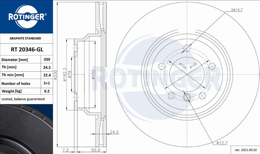 Rotinger RT 20346-GL - Disque de frein cwaw.fr