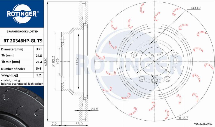 Rotinger RT 20346HP-GL T9 - Disque de frein cwaw.fr