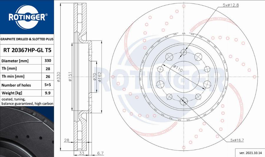 Rotinger RT 20367HP-GL T5 - Disque de frein cwaw.fr