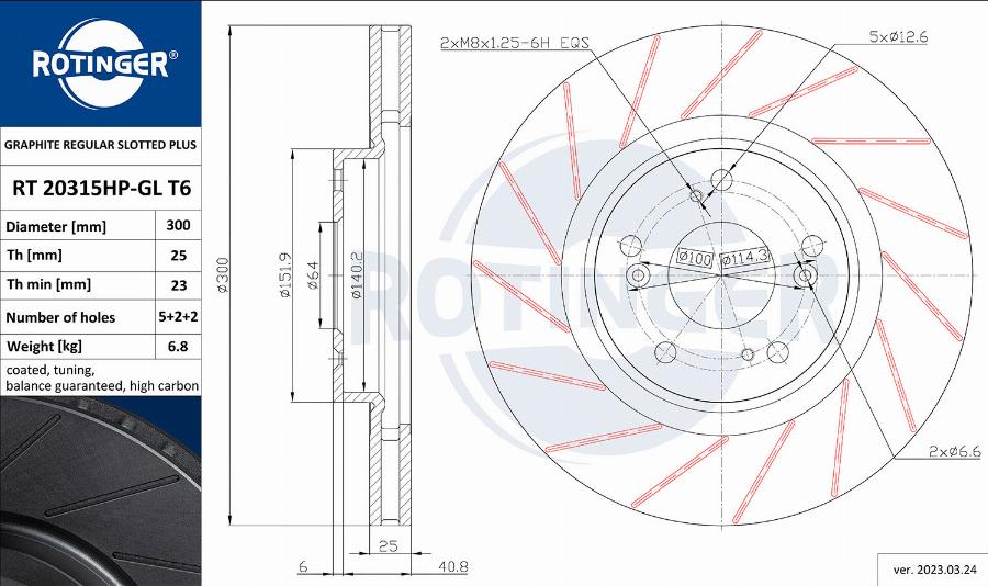 Rotinger RT 20315HP-GL T6 - Disque de frein cwaw.fr