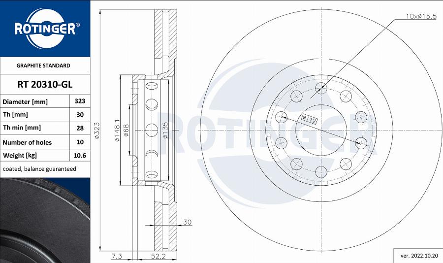 Rotinger RT 20310-GL - Disque de frein cwaw.fr