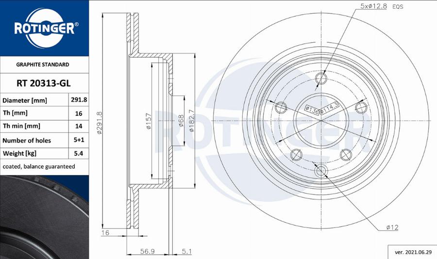 Rotinger RT 20313-GL - Disque de frein cwaw.fr