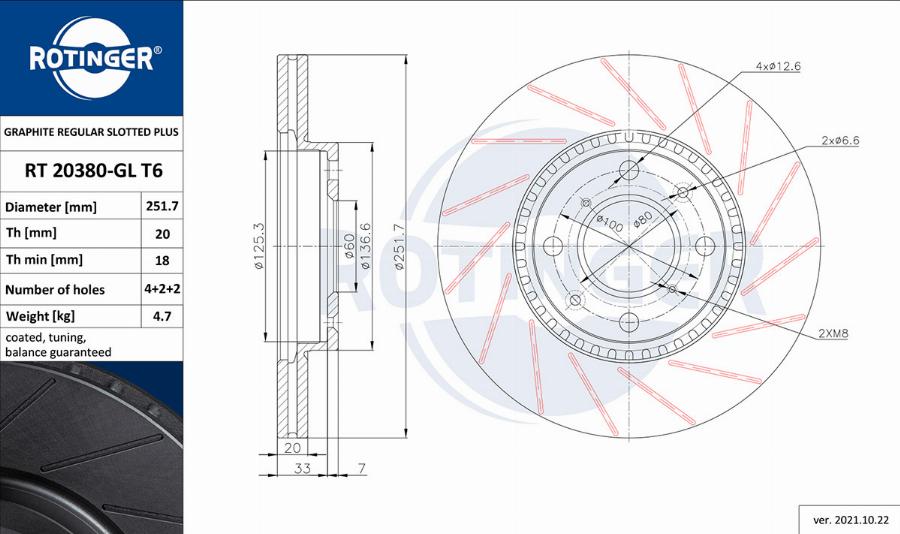 Rotinger RT 20380-GL T6 - Disque de frein cwaw.fr