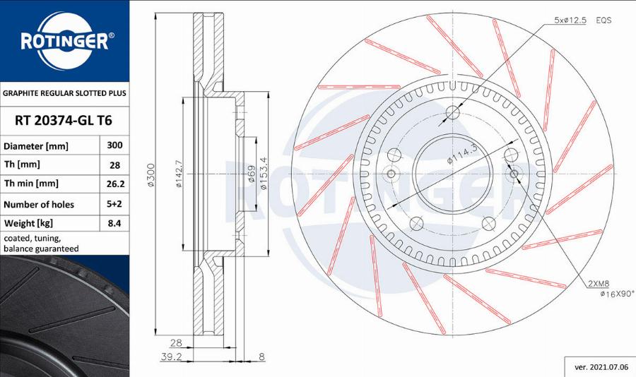 Rotinger RT 20374-GL T6 - Disque de frein cwaw.fr