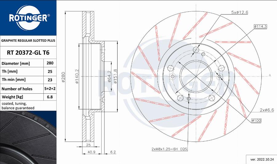 Rotinger RT 20372-GL T6 - Disque de frein cwaw.fr