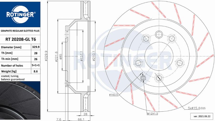 Rotinger RT 20208-GL T6 - Disque de frein cwaw.fr