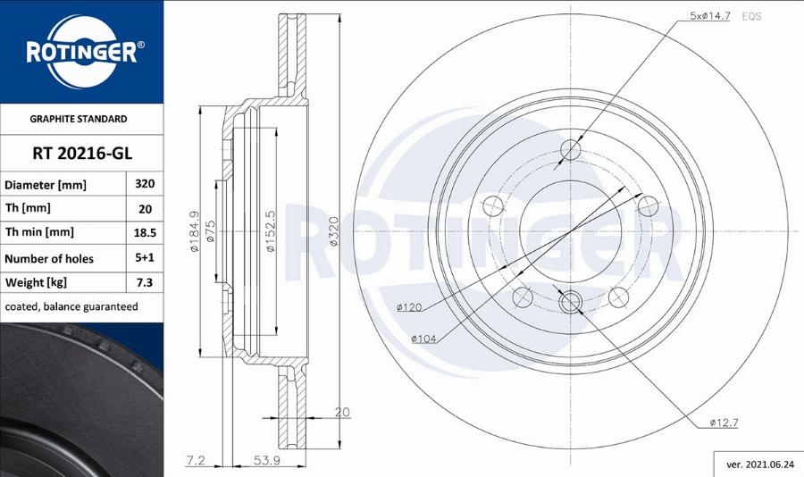 Rotinger RT 20216-GL - Disque de frein cwaw.fr