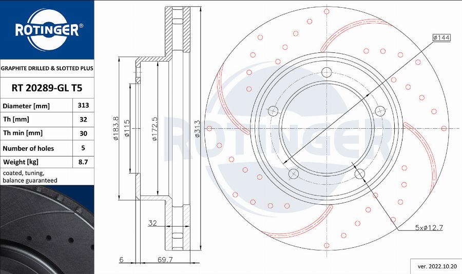 Rotinger RT 20289-GL T5 - Disque de frein cwaw.fr