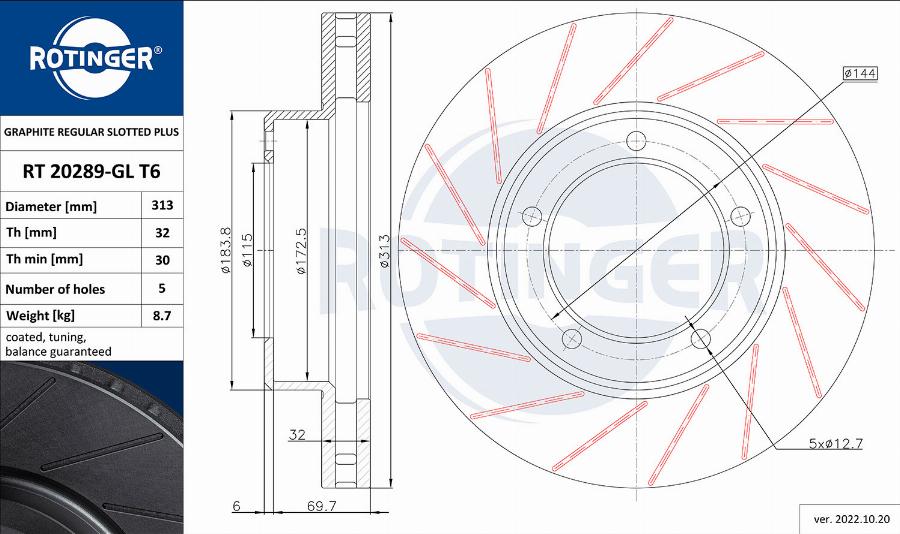 Rotinger RT 20289-GL T6 - Disque de frein cwaw.fr