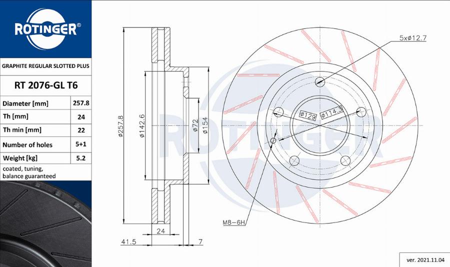 Rotinger RT 2076-GL T6 - Disque de frein cwaw.fr