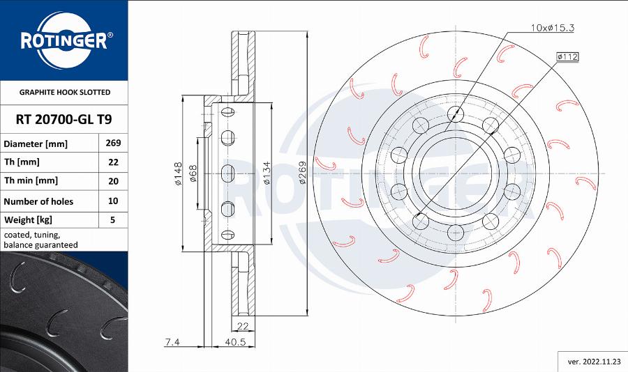 Rotinger RT 20700-GL T9 - Disque de frein cwaw.fr