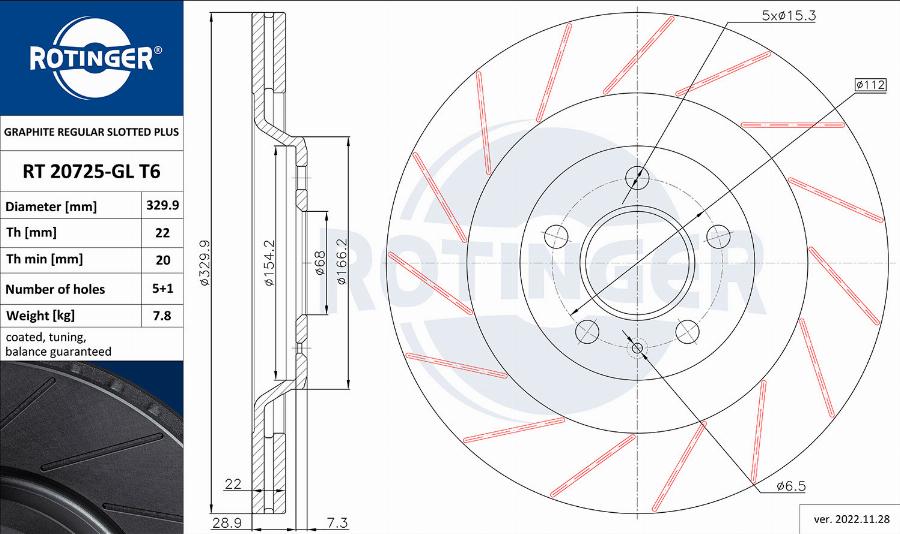 Rotinger RT 20725-GL T6 - Disque de frein cwaw.fr