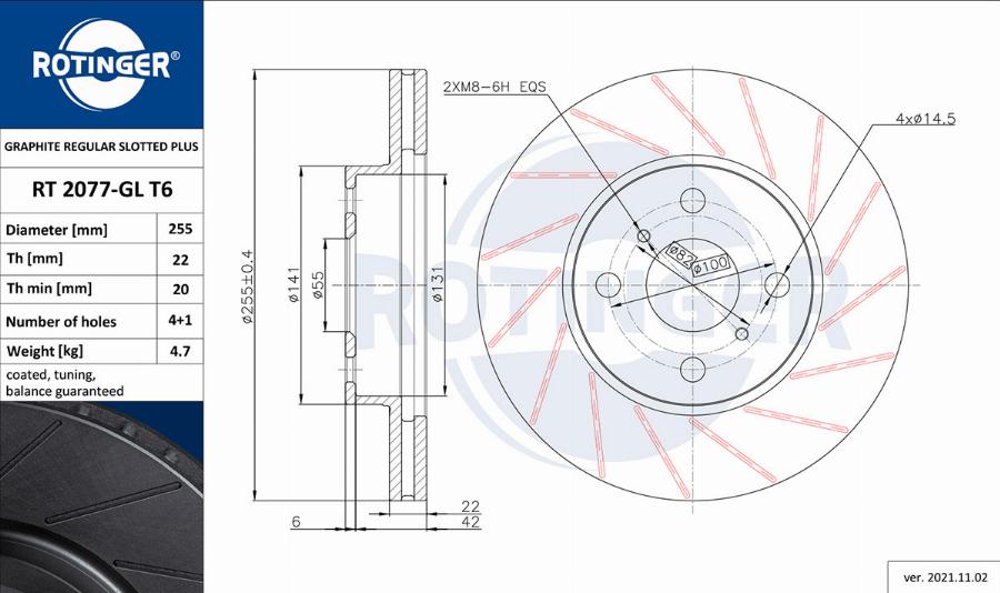 Rotinger RT 2077-GL T6 - Disque de frein cwaw.fr