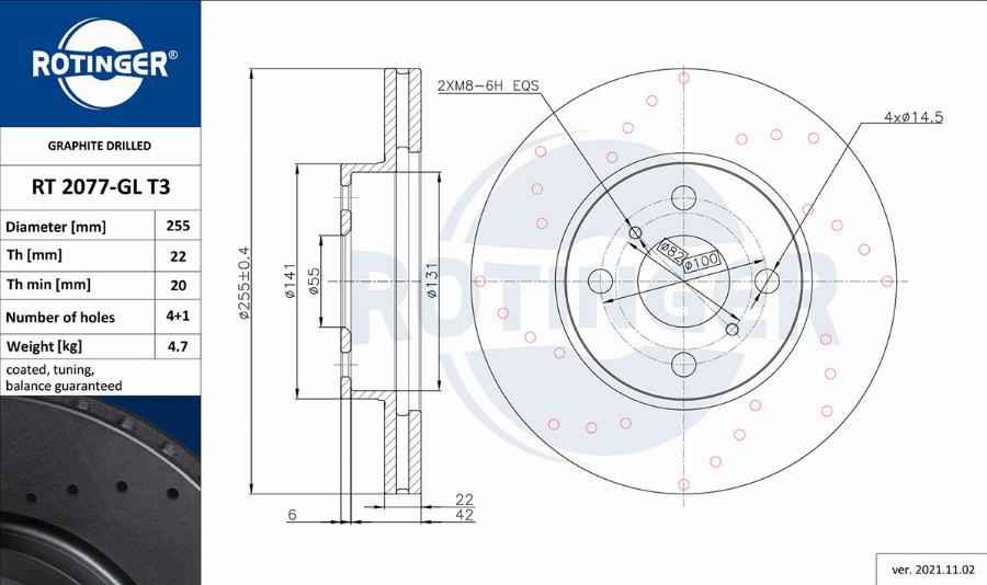 Rotinger RT 2077-GL T3 - Disque de frein cwaw.fr